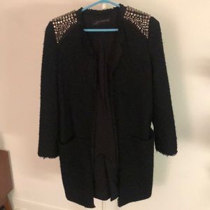 Zara long black sweater with epaulettes (size S)